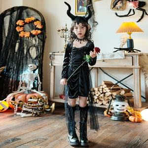 Disfraz de Halloween de <span class=keywords><strong>bruja</strong></span> gótica oscura para niños, disfraz de Cosplay de diablo pequeño para recreaciones de escenario - Product Image 4