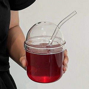 Garrafa de Água de Vidro Transparente Personalizada, Resistente ao Calor, Portátil, com Canudo e Tampa para Suco, Chá, Café e Sobremesas - Product Image 2