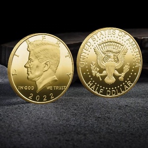 El más nuevo 2022 1964 <span class=keywords><strong>Kennedy</strong></span> Gold Head Moneda conmemorativa Metal Black Gold Silver Coin US Moneda de dos tonos - Product Image 5