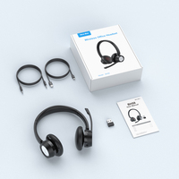 New Bee BH58 Headset nirkabel, Headphone Bluetooth komputer kantor pusat panggilan dengan mikrofon dengan Dongle USB