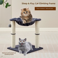 Offres Spéciales Annuelles : Arbre à Chat Multifonctionnel Beige et Gris Foncé avec Hamac et Poteaux à Gratter pour Chats d'Intérieur