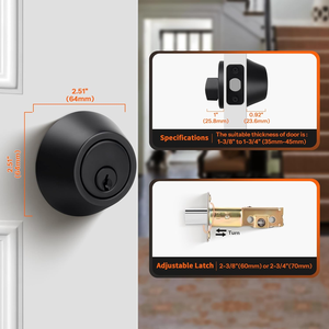 Khóa cửa chốt đơn màu đen mờ bán buôn nhà máy, chống nước và chống trộm, mở khóa bằng chìa khóa - Product Image 6
