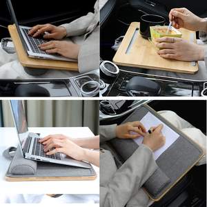 Table Portable en bois de bambou, genou ordinateur Portable bureau laptop <span class=keywords><strong>plateau</strong></span> avec coussin support tablette téléphone - Product Image 6
