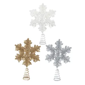 Zhengtian Wholesale Custom Gold And White 20Cm Plastic 3D Star Tree Topper For Christmas Tree