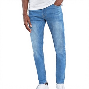 Jean en denim stretch léger et respirant pour homme, taille mi-haute, coupe droite, 100 % coton, grande taille, style hip-hop, pantalon de jogging - Product Image 1