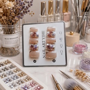 Uñas Postizas Florales, Cortas, Estilo Stiletto, Brillantes, Pre-Diseñadas, de Acrílico ABS, para Dedos - Product Image 6