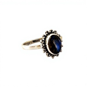 Excellent Quality Beautiful 6 X 8 mm Oval <b>Labradorite</b> Gemstone 925 Silver <b>Ring</b> Jaipur Silver 925 Jewelry Supplier - Product Image 2