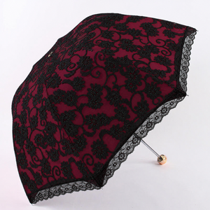 Ombrello Parasole Lolita Principessa in Pizzo con Rivestimento Nero Protezione UV Stile Vintage Europeo per Matrimoni e Cerimonie - Product Image 1