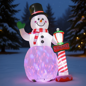 Muñeco de Nieve Navideño Inflable para Exteriores, Decoración Navideña para Jardín, PVC, 8 Pies, Letrero Luminoso del Polo Norte - Product Image 2