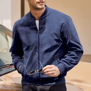 Veste en daim pour <span class=keywords><strong>homme</strong></span> la plus vendue, veste de baseball décontractée à fermeture éclair, à col montant et à manches longues - Product Image 3