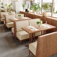 Meubles de restaurant commerciaux, banquettes en bois, canapés rembourrés, bancs avec table à manger et chaises, couleur et taille personnalisées