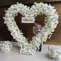 KCFA-145 Arche florale en forme de cœur pour mariage, décoration florale, arrangement rose et blanc, arche artificielle en forme de cœur pour événements scéniques