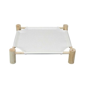Cama pequeña de tela de lino transpirable lavable, hamaca cuadrada elevada para gatos con marco de madera, cama para mascotas en blanco por sublimación - Product Image 2