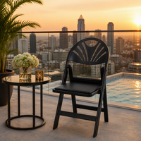 Chaise pliante en résine PC noire de qualité supérieure avec dossier éventail et assise rembourrée en PU souple, robuste, idéale pour événements, mariages et banquets, disponible à la location