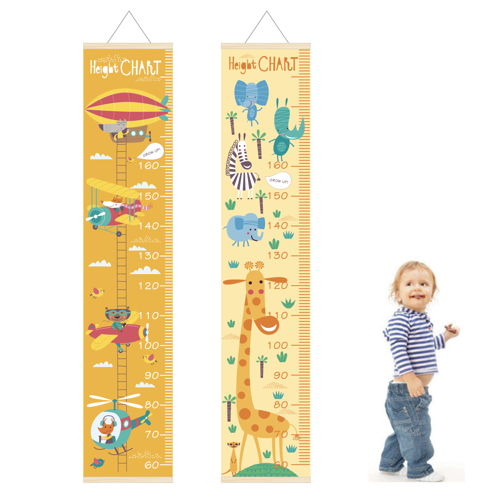 thumbnail image 2 of Miaro Kids Growth Chart, Wood Frame Fabric Canvas Height Measurement Ruler From Baby To Adult For Child's Room Decoration 7.9 X 79in (7.9 X 79in, Pink 2 of 12