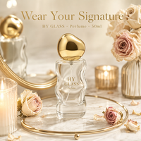 Flacon de parfum en verre sculpté unique de 50 ml, transparent, avec bouchon en métal noir, or, argent, atomiseur de parfum unisexe