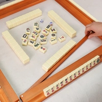 Supports de Mahjong avec poussoirs, ensemble de règle américaine en bois de 18 pouces, tige de poussée et organisateur de cartes deux-en-un