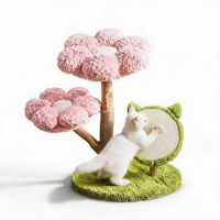 Arbre à chat de luxe moderne rose en forme de tête de chat, griffoir en sisal pliable, grande double perchoir, écologique, durable, antidérapant, vente en gros