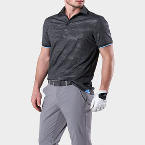T-shirt polo de golf gris à motif de vêtements de golf et imprimé camouflage personnalisé pour hommes - Product Image 3