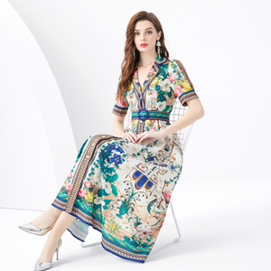 Vestidos Casuales Elegantes para Mujer, Estilo Clásico con Flores, Vestido Vintage - Product Image 1