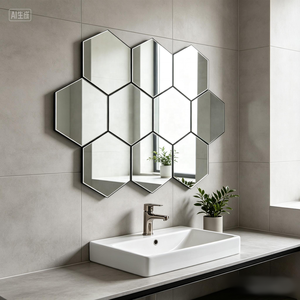 Espejo de Pared Autoadhesivo Hexagonal de PS, Resistente al Agua, Adhesivo Desprendible, Venta al por Mayor - Product Image 3
