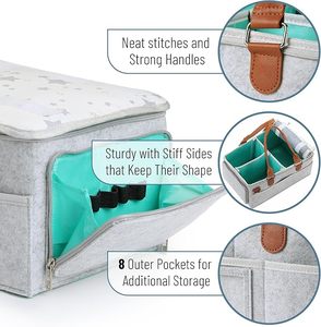 Boîte de rangement Organisateur de couches pour bébé Organisateur de couches portable pour <span class=keywords><strong>table</strong></span> <span class=keywords><strong>à</strong></span> <span class=keywords><strong>langer</strong></span>-Gris avec couvercle Rangement des couches - Product Image 4
