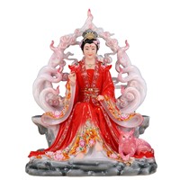 Statue de Reine Renarde à Neuf Queues, Renarde Spirituelle en Forme Véritable, Motif Floral, Ornement Poli, Quatre Grands Clans, Hu Renarde Rouge Immortelle