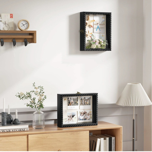 Grande boîte <span class=keywords><strong>à</strong></span> souvenirs en bois écologique faite <span class=keywords><strong>à</strong></span> la main avec cadre, logo personnalisé, pour hommage commémoratif, 10 points adhésifs DIY, pour table ou mur - Product Image 3