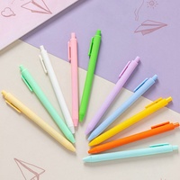 Macaronkleurige drukknop-balpen met aanpasbare logo-druk, 1,0 mm punt, gemaakt in China, eenvoudige plastic promotionele pen