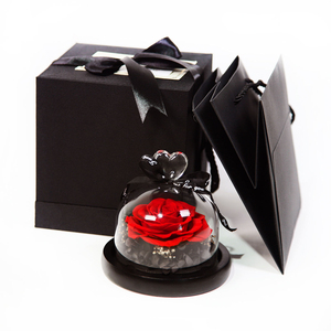 Rosa Eterna Preservata con Luce LED, Decorazione Romantica a Cupola di Vetro con Cuore, Regalo con Nastro per <span class=keywords><strong>Lei</strong></span> - Product Image 4