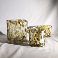 Porte-bougie en verre soufflé à la bouche, moderne, moucheté et coloré, avec points colorés, pour bougies et comme bougeoir