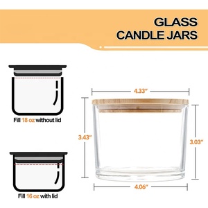 Commercio all'ingrosso 3 stoppino <span class=keywords><strong>di</strong></span> alta qualità grande 18oz 500ml vuoto chiaro cilindro arrotondato barattolo <span class=keywords><strong>di</strong></span> <span class=keywords><strong>vetro</strong></span> trasparente candela con coperchio - Product Image 5