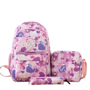 Sac à dos décontracté pour collégiens, imperméable, en feutre non tissé, avec fermeture éclair, trois pièces, imprimé en typographie, grande capacité, style coréen - Product Image 3