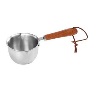 Stainless Steel <b>Mini</b> Saucepan With Wooden Handle Heat Resistant Small Pot For Oil And Milk Heating Under 1L Capacity - Product Image 1