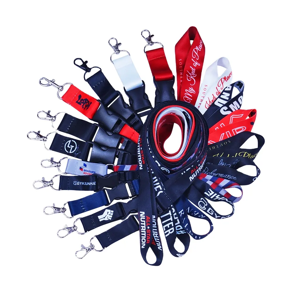 Personal isierte Polyester Schlüssel bund Halsband Lanyard sublimiert gedruckt mit Logo leere Lan yards