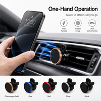Support de téléphone pour grille d'aération de voiture en alliage d'aluminium avec ventouse, rotatif à 360°, articulation à rotule, ABS durable, aimant puissant en aluminium