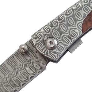 Cuchillo Damasco de bolsillo con mango de madera de alto rendimiento de marca de Taiwán utilizado para exteriores - Product Image 4