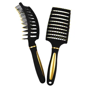 2020 hot sale Plastic china factory custom logo hairbrush nylon pins curved detangle vent air hair brush for wet and dry hair