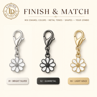 Breloque à fermoir mousqueton pour porte-clés, pendentif, DIY, en alliage émaillé époxy, pour sacs, chaussures, bracelets, pour femmes, coloris argent, bronze, or clair