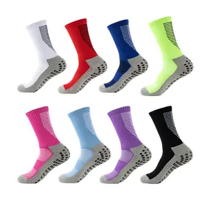 Chaussettes de Football à rayures, chaussettes de sport antidérapantes, cheville, basket-ball, Tube court, Stock en gros, chaussettes à Tube moyen pour hommes