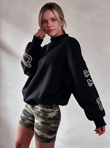 Felpa Grafica Mimetica con Collo Alto per Donne e Ragazze 2026, Oversize, Corta, a Maniche Lunghe, Larga, per l'Inverno - Product Image 4