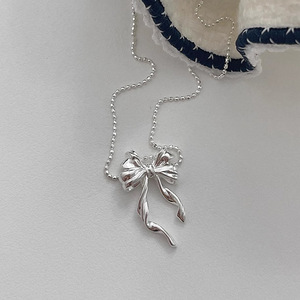 Collana con Fiocco in Argento Sterling 925, Stile Giovanile <span class=keywords><strong>Chaebol</strong></span>, Superficie Fotosensibile di Lusso Leggero di Alta Gamma - Product Image 1
