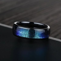 Bague en acier inoxydable avec sable liquide ciel étoilé - Style hip-hop et minimaliste, cadeau pour la Saint-Valentin et le Ramadan