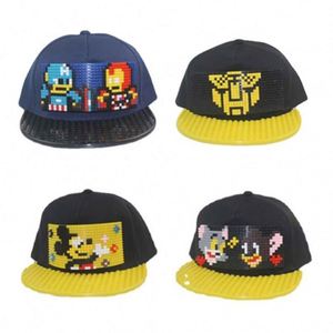Gorra Snapback Personalizada con Serigrafía de Ladrillos de Lego, Gorras Hip Hop de Visera Plana para Niños - Product Image 2