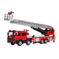 Camion de pompiers en métal moulé sous pression, modèle 1:50, avec échelle télescopique et roues en caoutchouc, jouet pour enfants de plus de 8 ans, 1 pièce