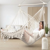 Fauteuil suspendu Danlong en corde de coton mélangé fait main, grande balançoire hamac extensible, élégant macramé pour jardin extérieur