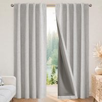 Rideaux occultants à 100 % pour chambre à coucher - Rideaux en lin naturel, isolants thermiques, 2 panneaux, passe-tringles et attaches à languettes