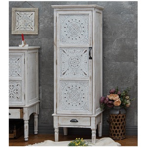 סלון וינטג 'כפרי shabby מחסן צד בית חווה סגנון בית חווה בסגנון עתיק לבן שטף עץ גדול עם 1 דלת - Product Image 1