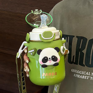 กระติกน้ำเก็บอุณหภูมิแพนด้า 500 มล. สำหรับเด็ก ใช้ในโรงเรียน ฤดูร้อน 2024 แก้วสแตนเลสมีหูจับและสายสะพาย - Product Image 2
