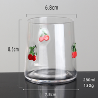 Gelas Kaca Borosilikat Desain Ceri 3D untuk Minuman Kopi Matcha Teh